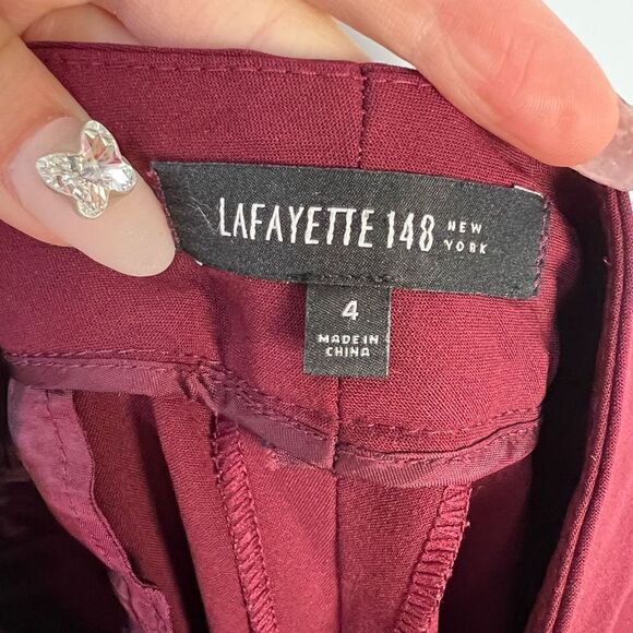 Lafayette 148 Pleated Trousers Pants Burgundy Red women’s 4 - Picture 3 of 10